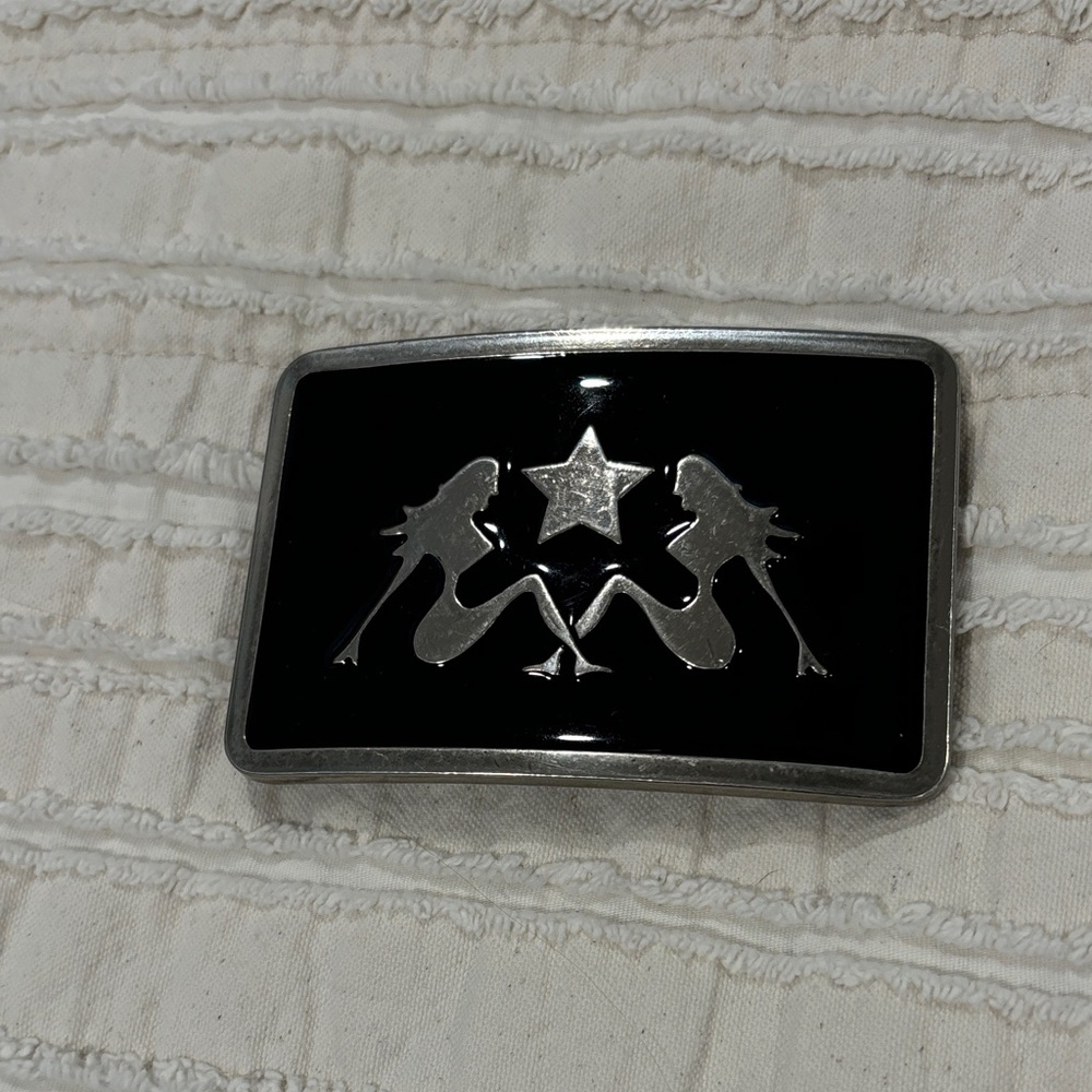 Mermaid Design Silver and Black Belt Buckle